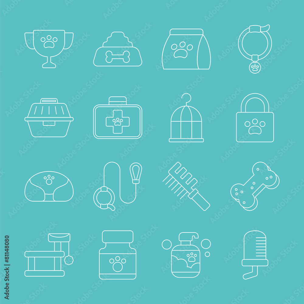 pet line icon set pet line icon set