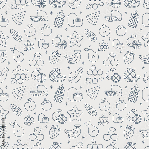 fruits line icon pattern set
