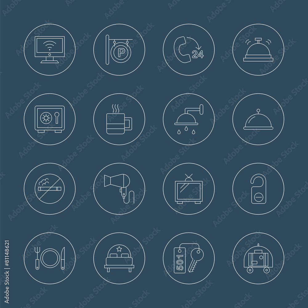 hotel line icon set hotel line icon set