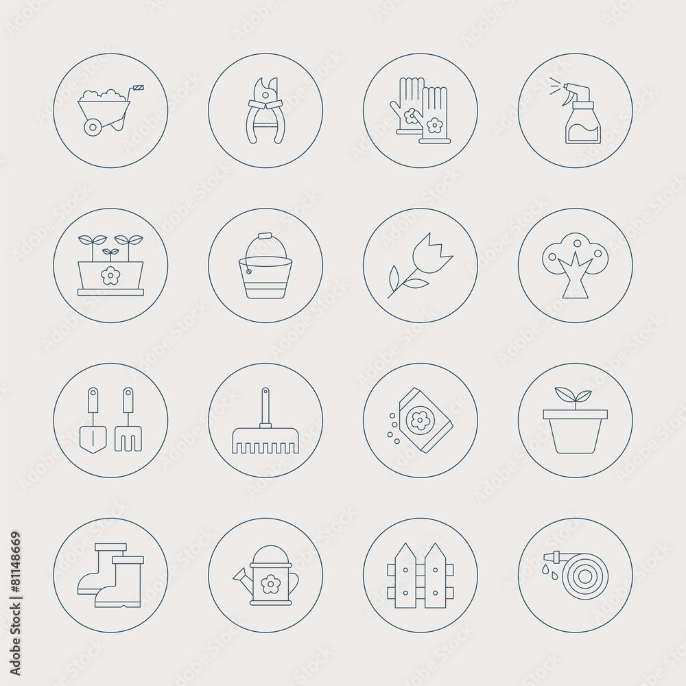gardening line icon set gardening line icon set