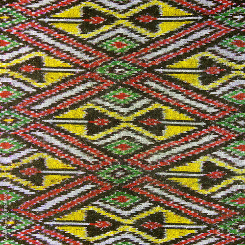 Pattern of Thai Hand Woven Cotton Fabric for Clothing and Home Decoration.