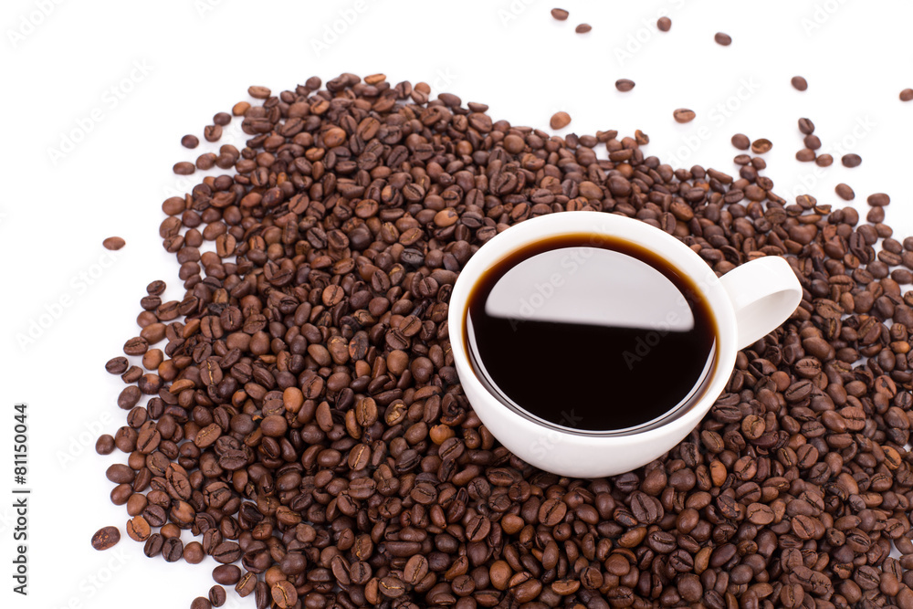 Beans and cup of coffee. Beans and cup of coffee.
