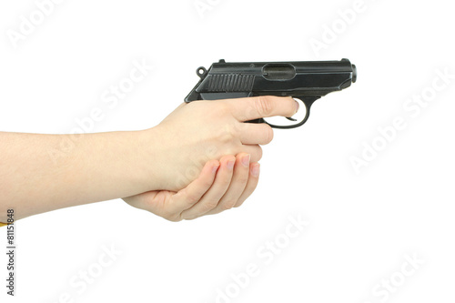 gun in the hand isolated