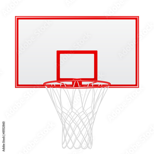 Red basketball backboard isolated on white background