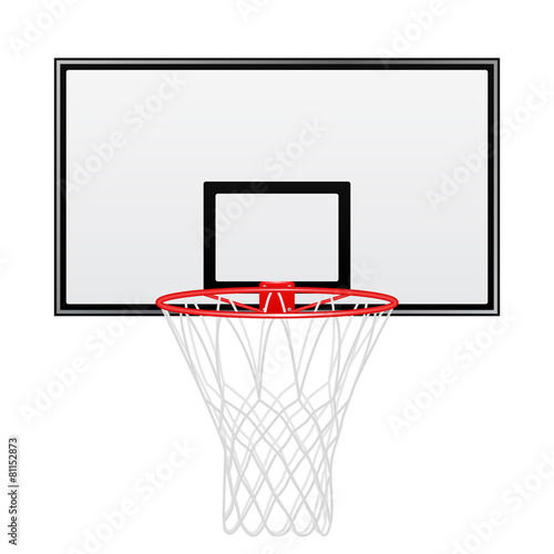 Black and red basketball backboard isolated on white background