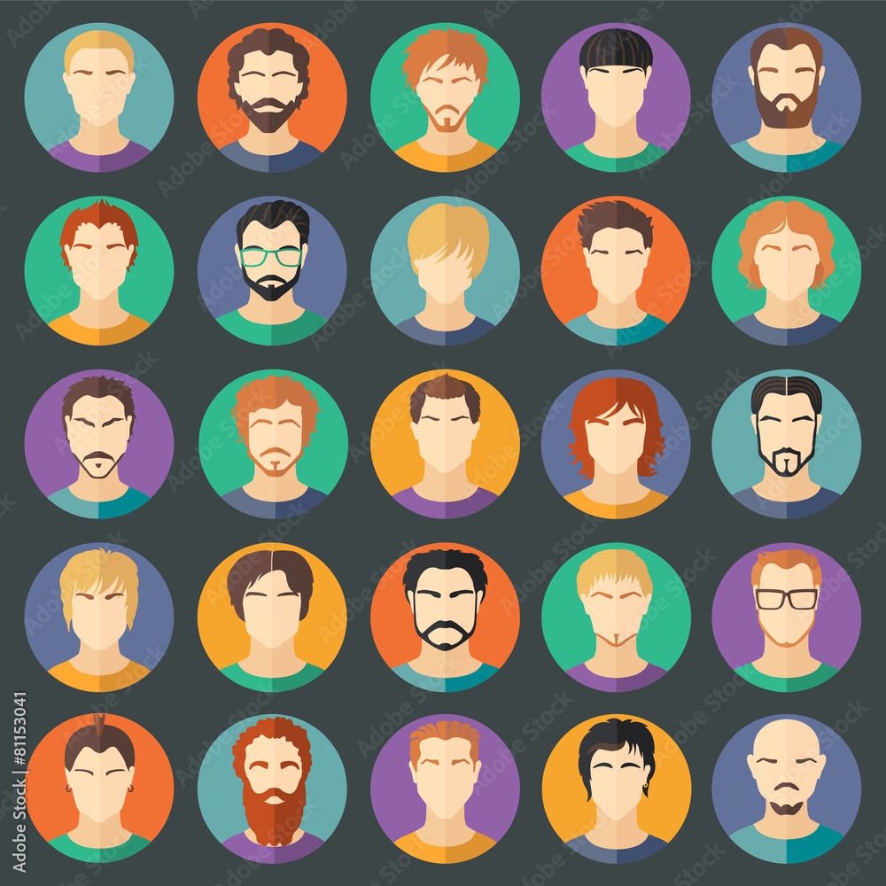 Vector set of stylish guys in modern flat design Vector set of stylish guys in modern flat design