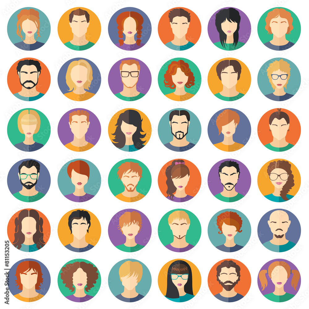 Vector set of stylish avatars. Girls and guys Vector set of stylish avatars. Girls and guys