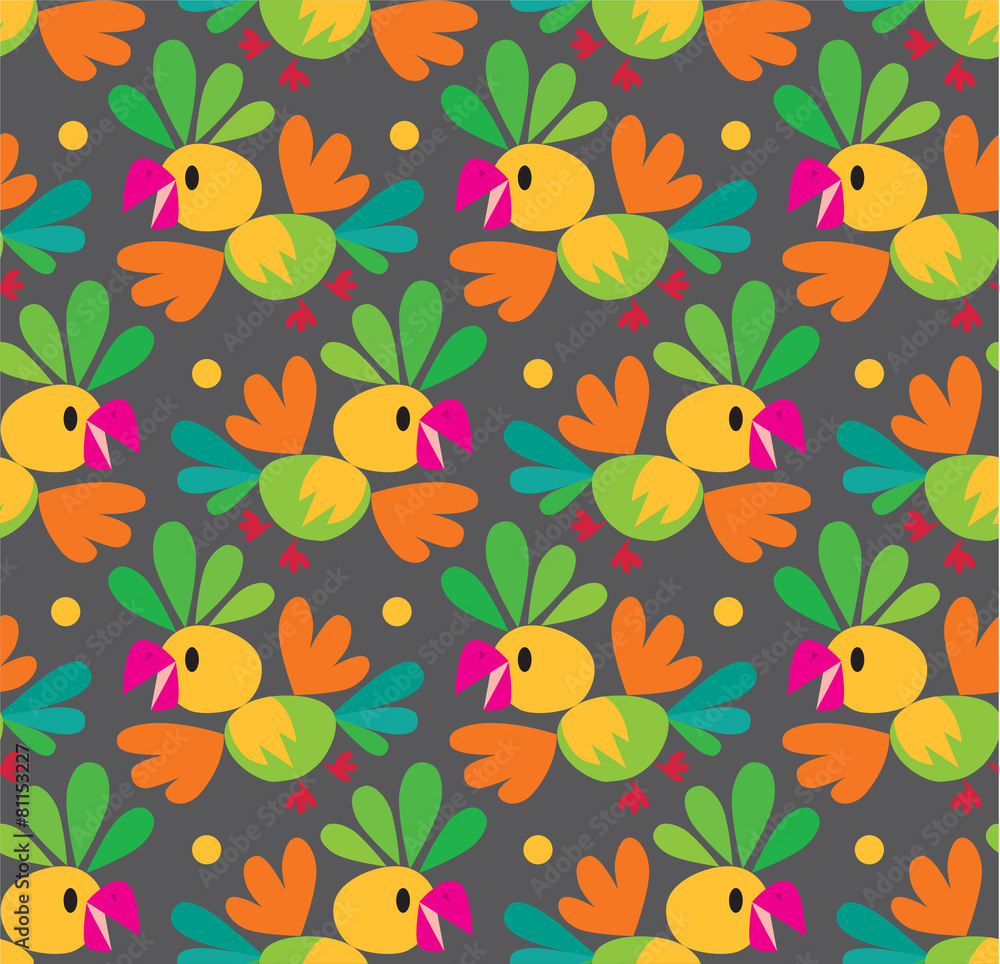 Seamless pattern with funny parrot Seamless pattern with funny parrot