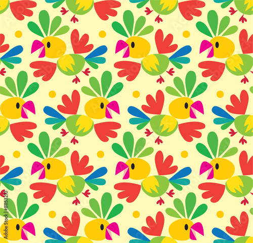 Seamless pattern with funny parrot