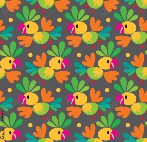Seamless pattern with funny parrot © passengerz