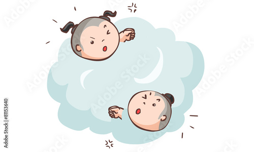 Thai boys fighting chaotically mill around vector