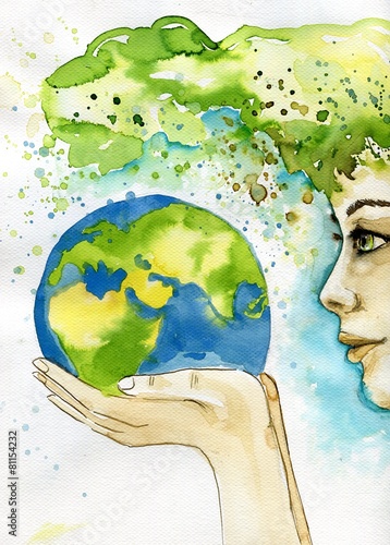 watercolor illustration depicting the earth