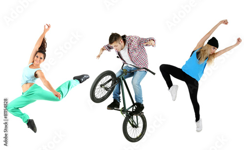 Jumping people isolated on ...