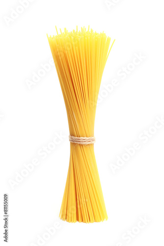 Bunch of spaghetti pasta isolated on white background