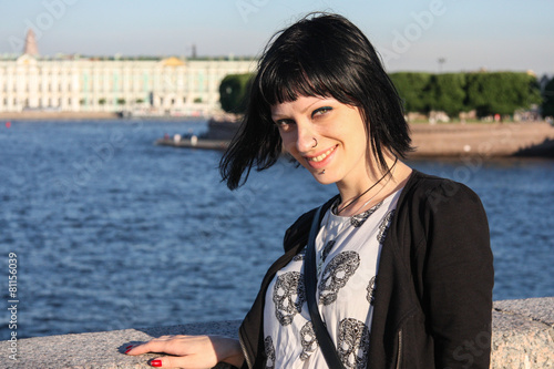 Portreit of pretty girl on Peterburg embankment © 445017