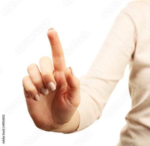 Female hand gesture isolated on white background