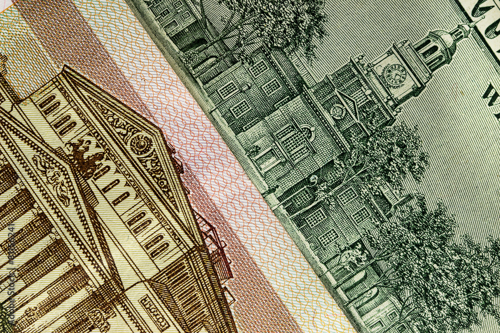 Obraz premium Hundred rubles and one hundred dollars