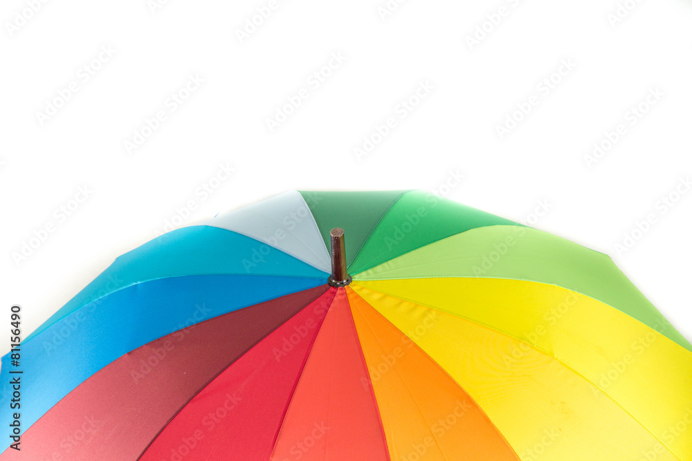 colorful rainbow umbrella isolated on white background