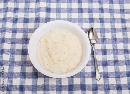 Bowl of White Corn Grits photo