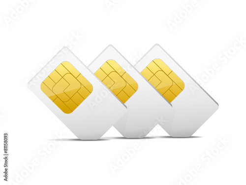 three gray white sim cards