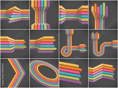 Set of colorful lines backgrounds