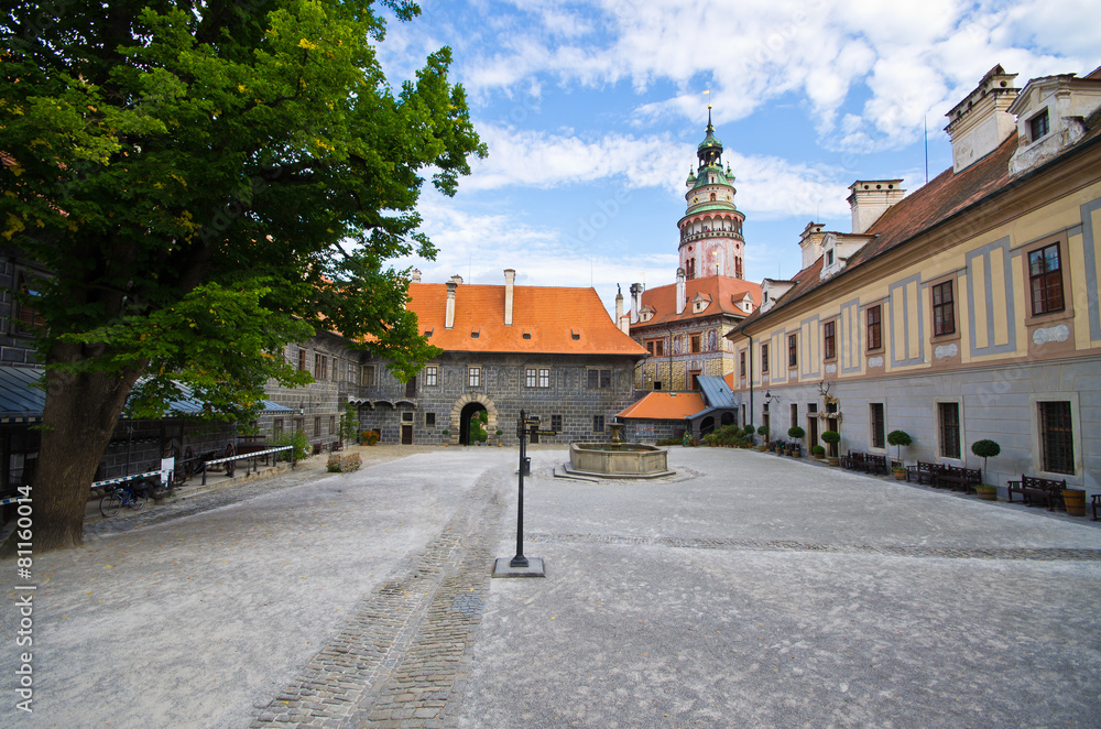 Square on the castle in Cesky Krumlov, Czech Republic