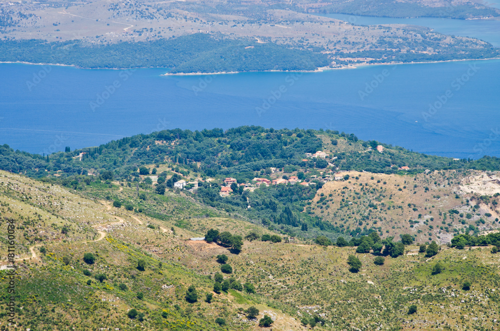 Landsacpe from the mountain, Corfu island, Greece