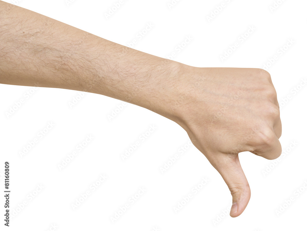 man's hand sign bad white background man's hand sign bad white background