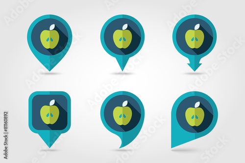 Free Download Apple flat mapping pin icon with long shadow - GFXLoad