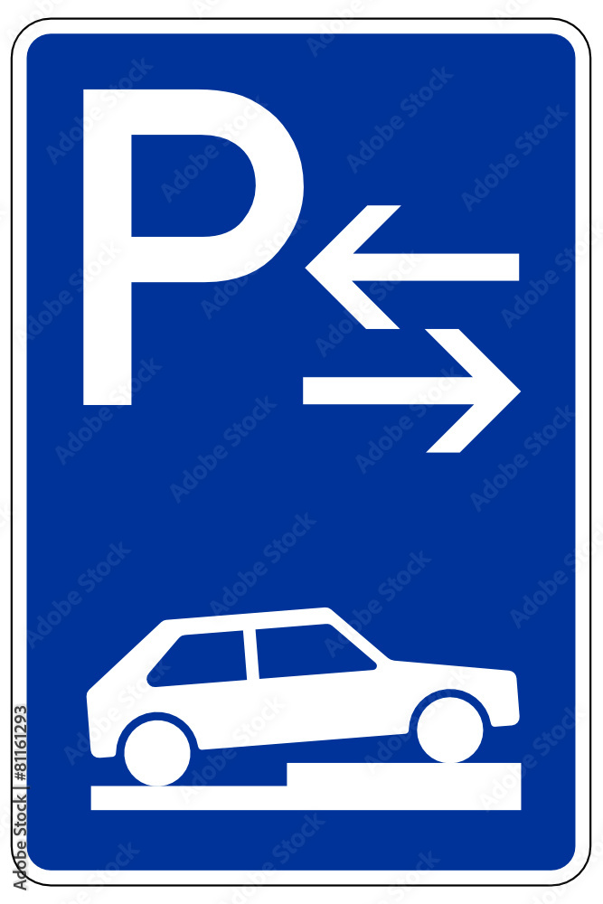 Parken halb auf Gehwegen quer zur Fahrtrichtung rechts (Mitte) Parken halb auf Gehwegen quer zur Fahrtrichtung rechts (Mitte)