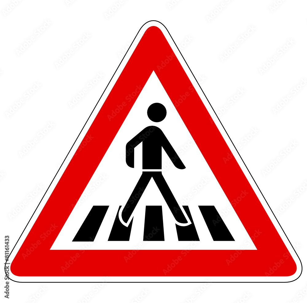 Fußgängerüberweg (Aufstellung links) – Gefahrzeichen Fußgängerüberweg (Aufstellung links) – Gefahrzeichen