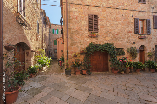 Beautiful and picturesque streets of the Tuscan small town  Pien