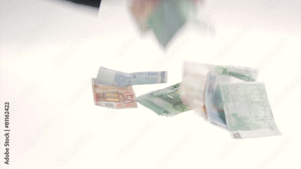 take money euro banknotes throw back on table take money euro banknotes throw back on table