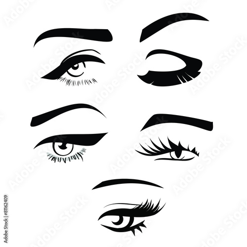 Beautiful girls eyes and lashes set