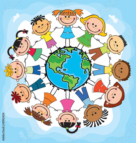 children of different nationalities around the globe