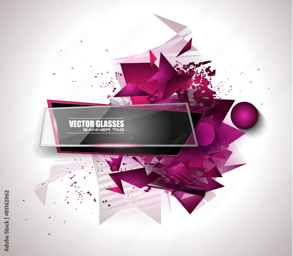 Glass Banner with Abstract Shape and glossy effect - obrazy, fototapety, plakaty 