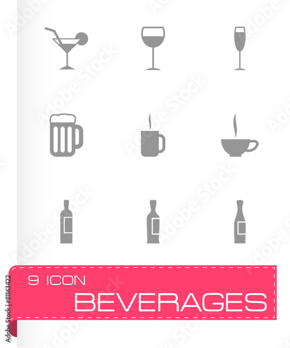 Vector black beverages icon set