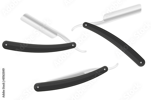set icons straight razor vector illustration