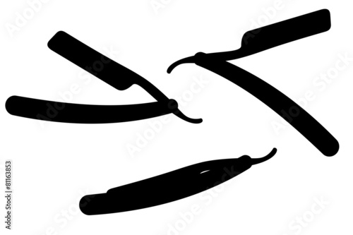 set icons straight razor black silhouette vector illustration