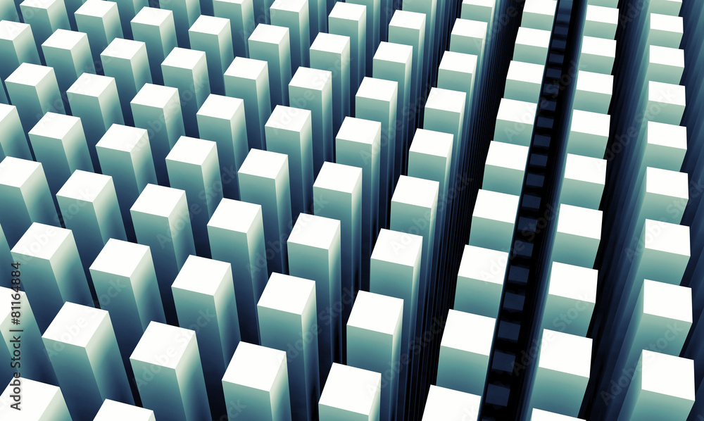 Fototapeta premium Abstract digital background with blue columns array pattern