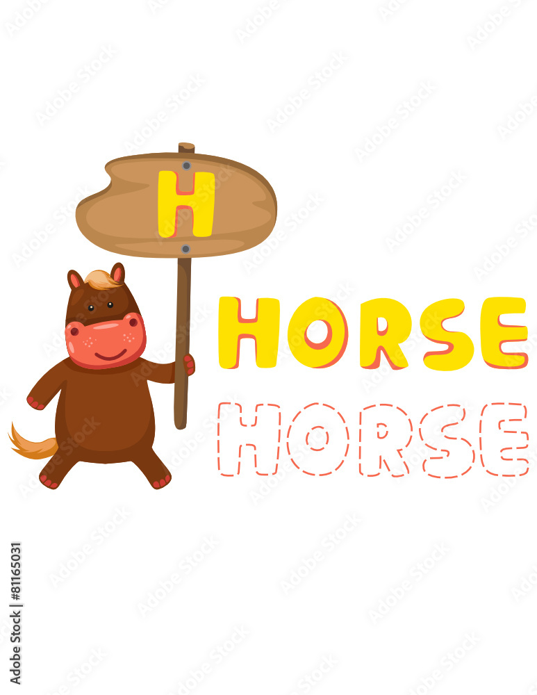 Fototapeta premium animal alphabet h with horse