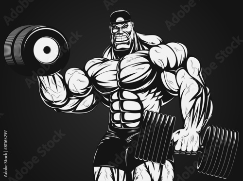 Bodybuilder with dumbbell