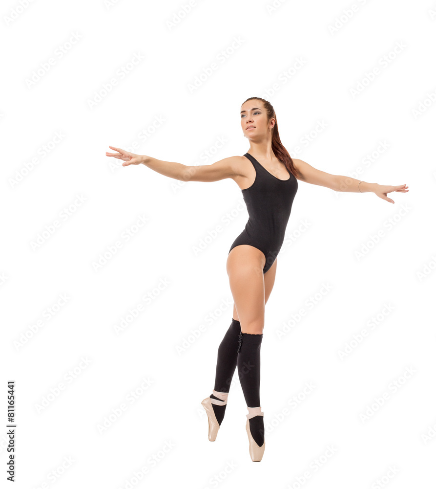 Cute contemporary ballet dancer, isolated on white