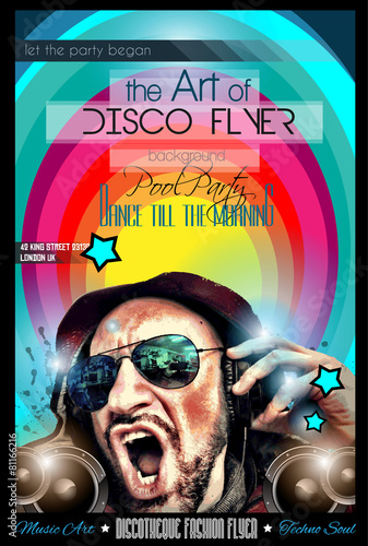 Disco Night Club Flyer layout with DJ shape