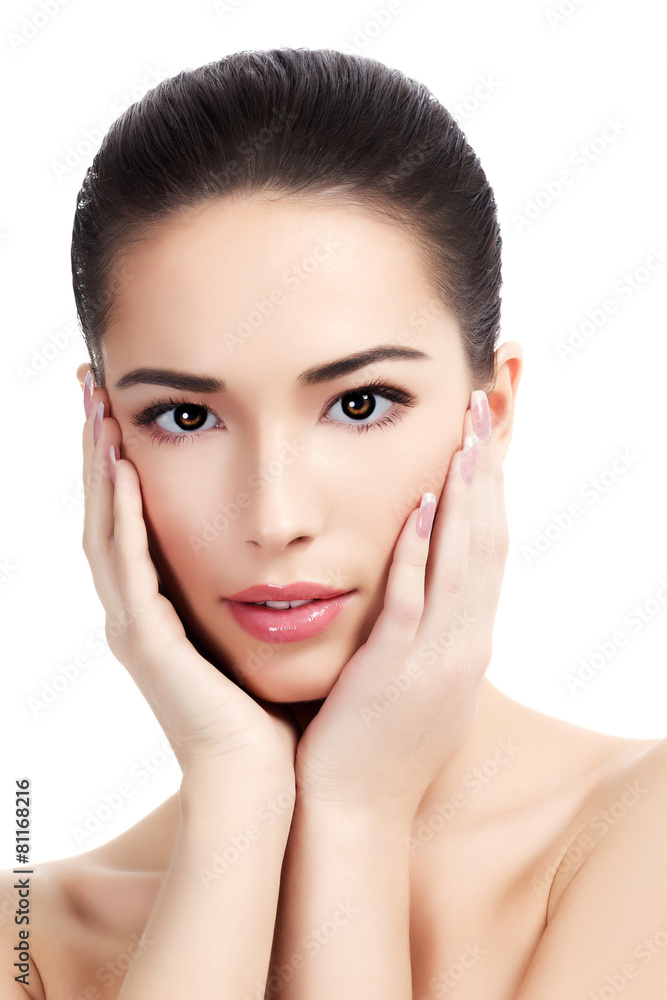 Beautiful face of young adult woman with clean fresh skin Beautiful face of young adult woman with clean fresh skin