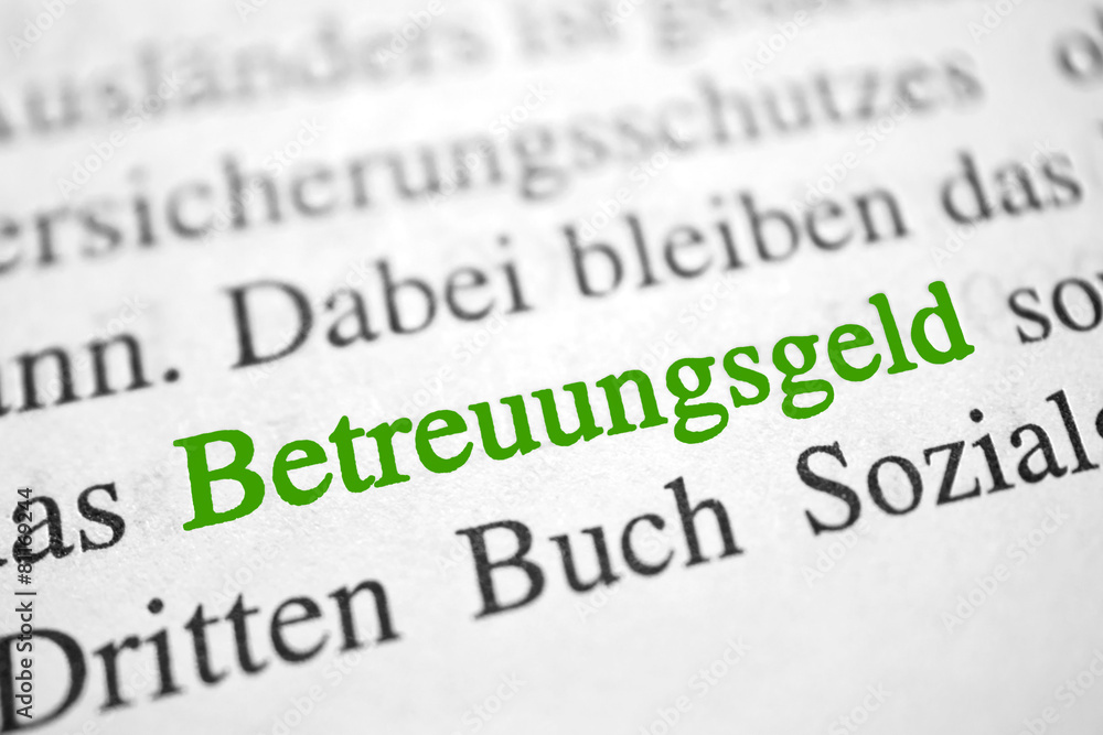 Obraz premium Betreuungsgeld - grüne Buchstaben