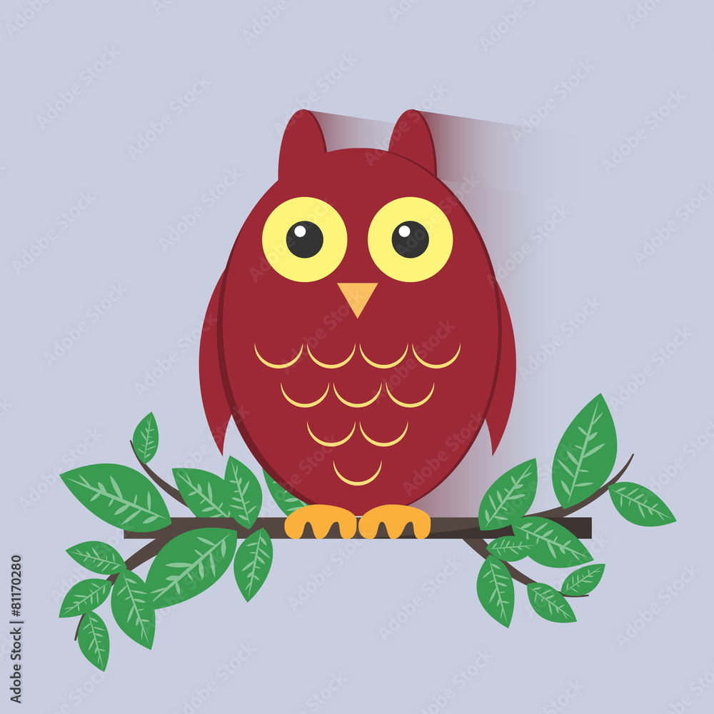 Obraz premium Red Owl Sitting on a Branch