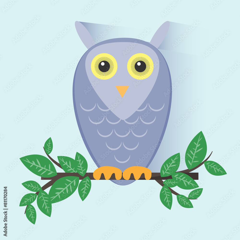 Fototapeta premium Purple Owl Sitting on a Branch