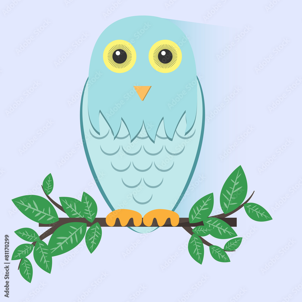 Naklejka premium Blue Owl Sitting on a Branch