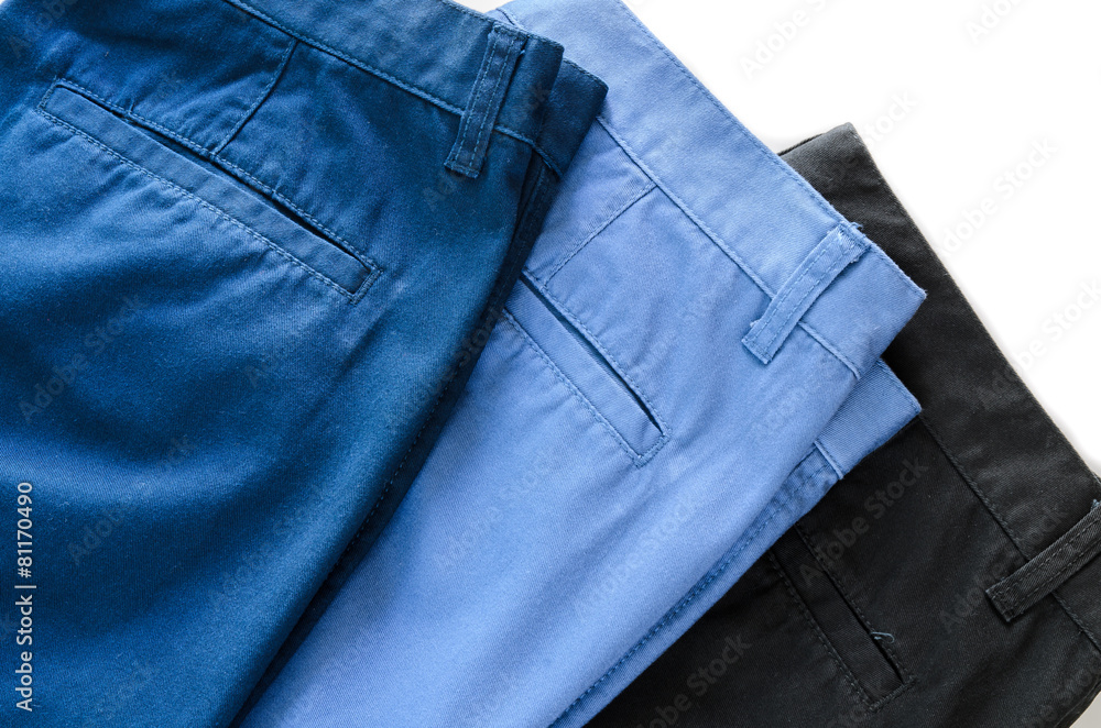 Man's trousers on white background showing pocket Man's trousers on white background showing pocket